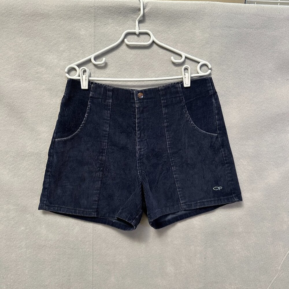 Vintage OP Ocean Pacific Shorts Mens 33 Blue Corduroy Cord Shorts Beach Surfer